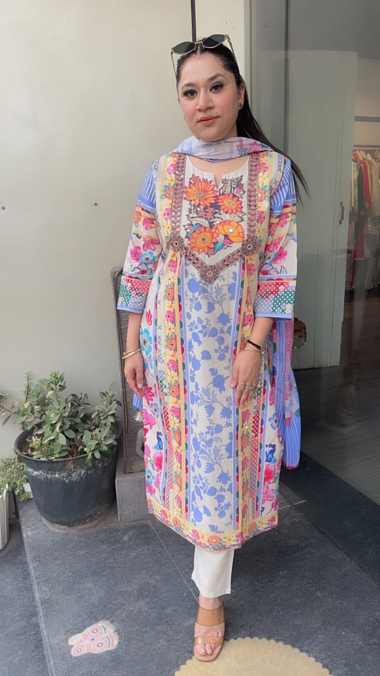 Junoon Multicolor Cotton Designer suit