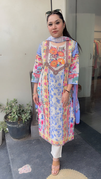 Junoon Multicolor Cotton Designer suit