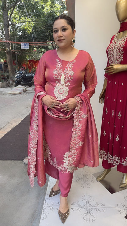 Tamana Pink pearl Thread work Designer Suit