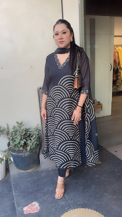 WiFi Black Thread work cotton Designer Suit