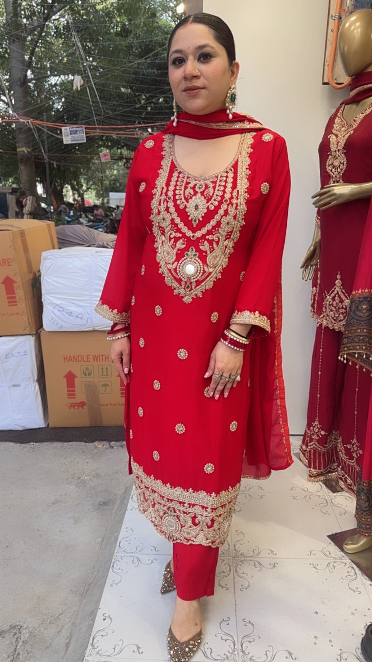 Zaveer Red Karwa Heavy Designer Suit