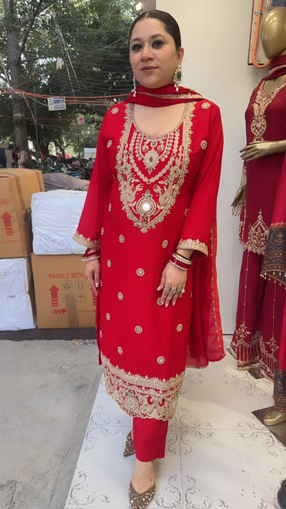 Zaveer Red Karwa Heavy Designer Suit