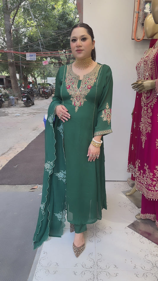 Darbar Ram Green A-Line Designer Suit