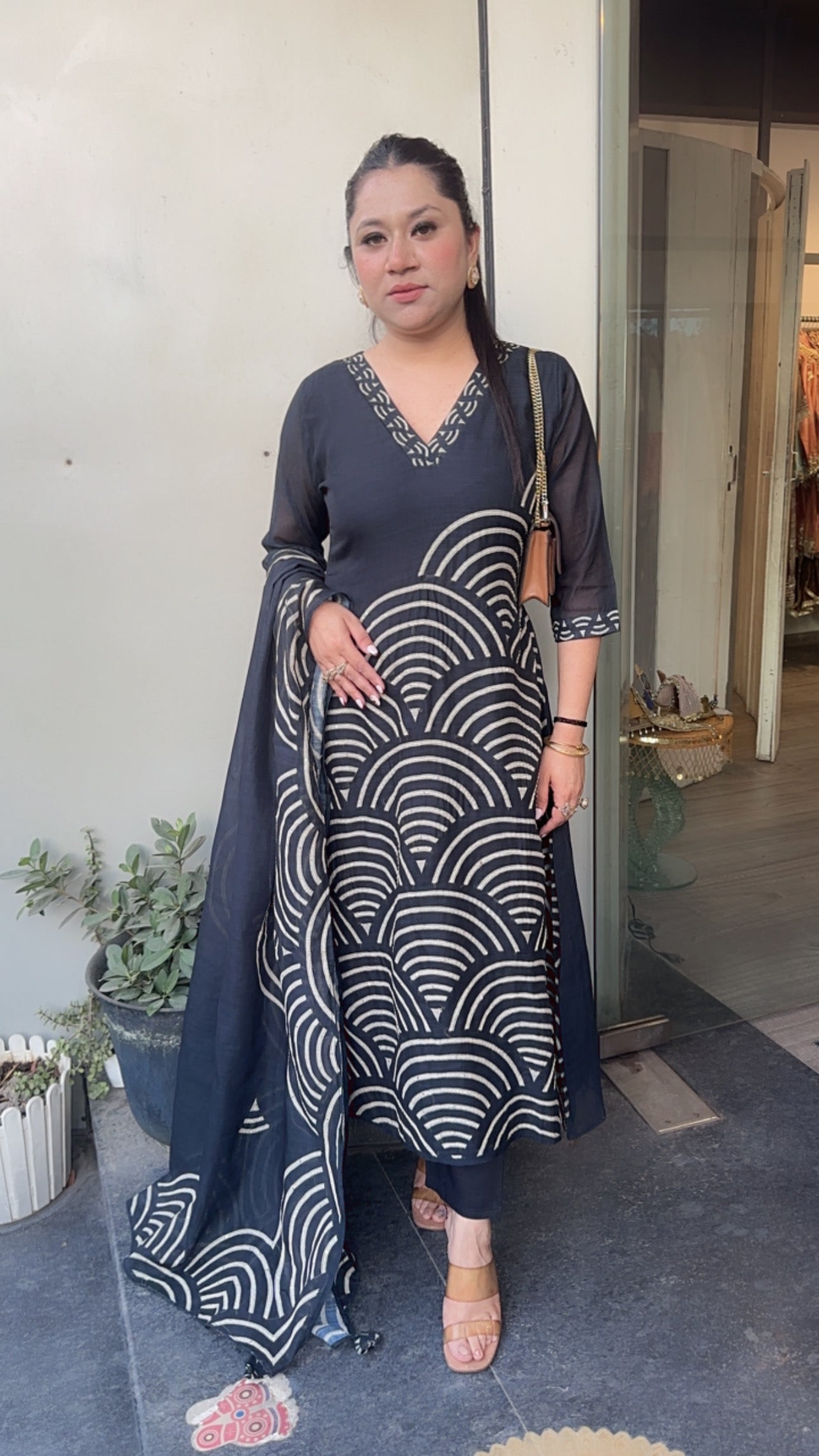 WiFi Black Thread work cotton Designer Suit