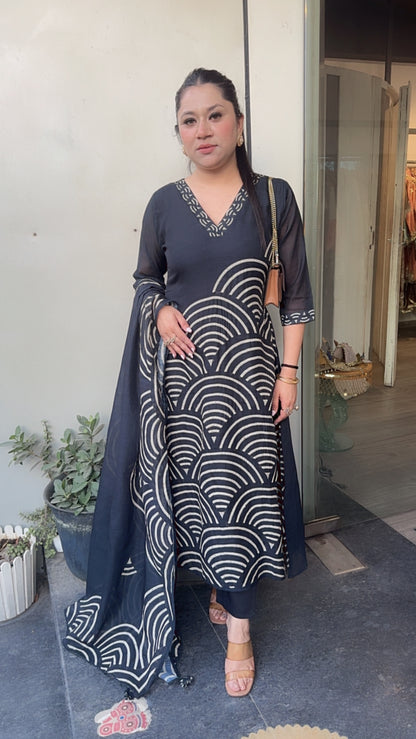 WiFi Black Thread work cotton Designer Suit