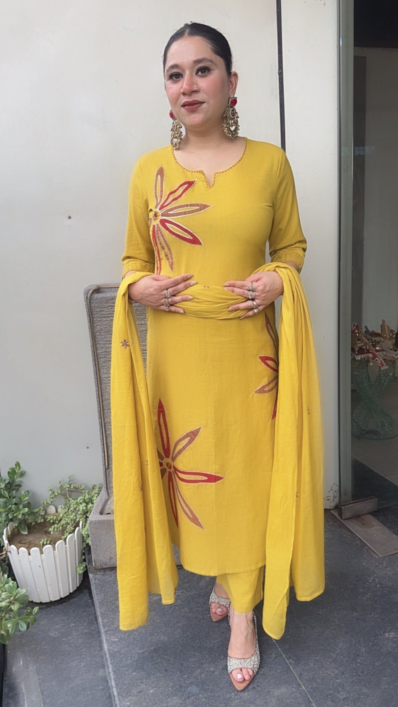 Maham Musturd A-Line Cotton Designer Suit