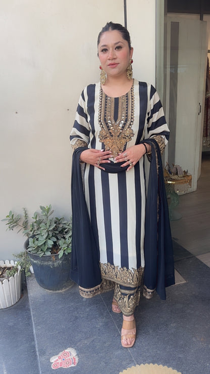 Baskua Black white Digital printed Designer Suit