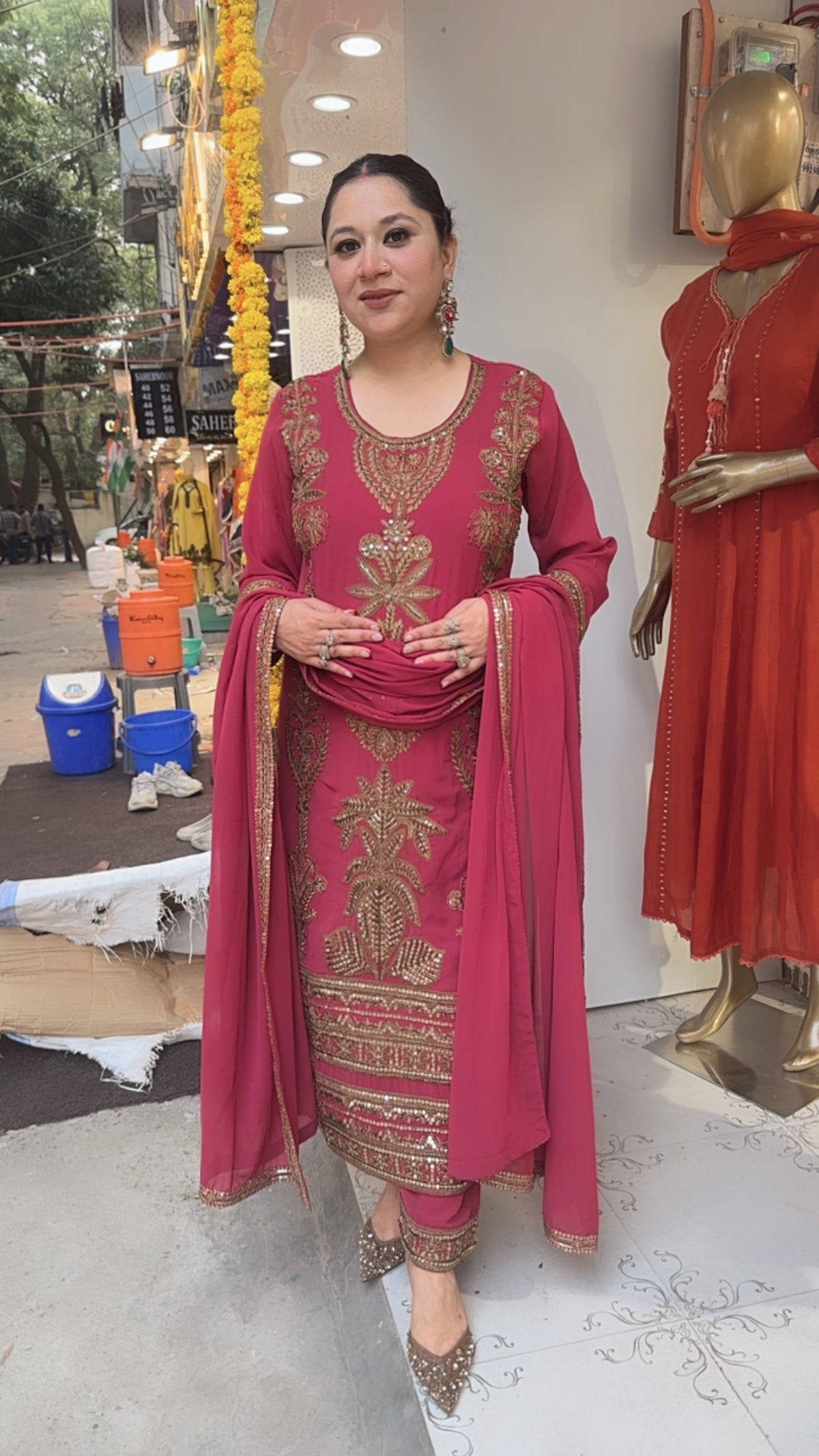 Rasbhari Onion pink Handwork Designer Pakistani Suit