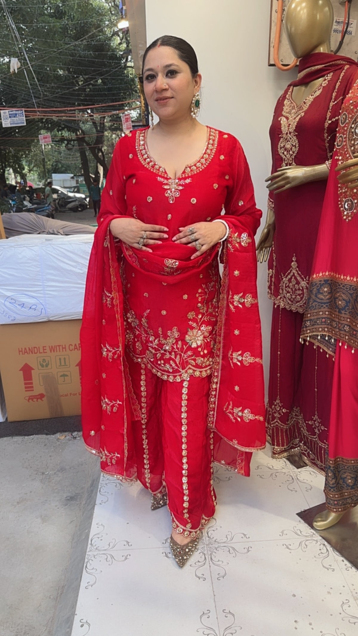 Chulbuli  Red Karwa Handwork Designer Suit