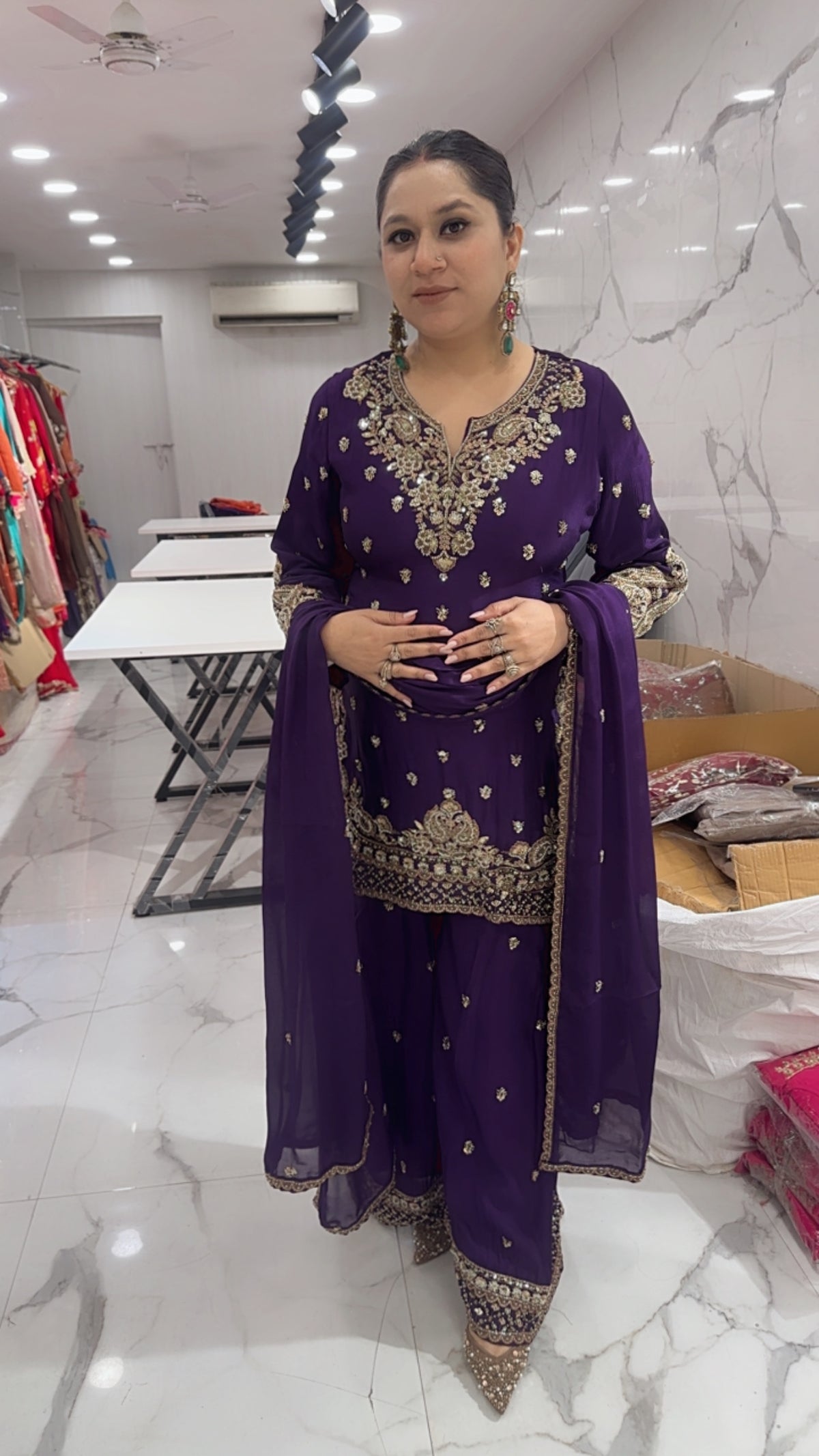 Billo Jamun purple Handwork Designer Suit