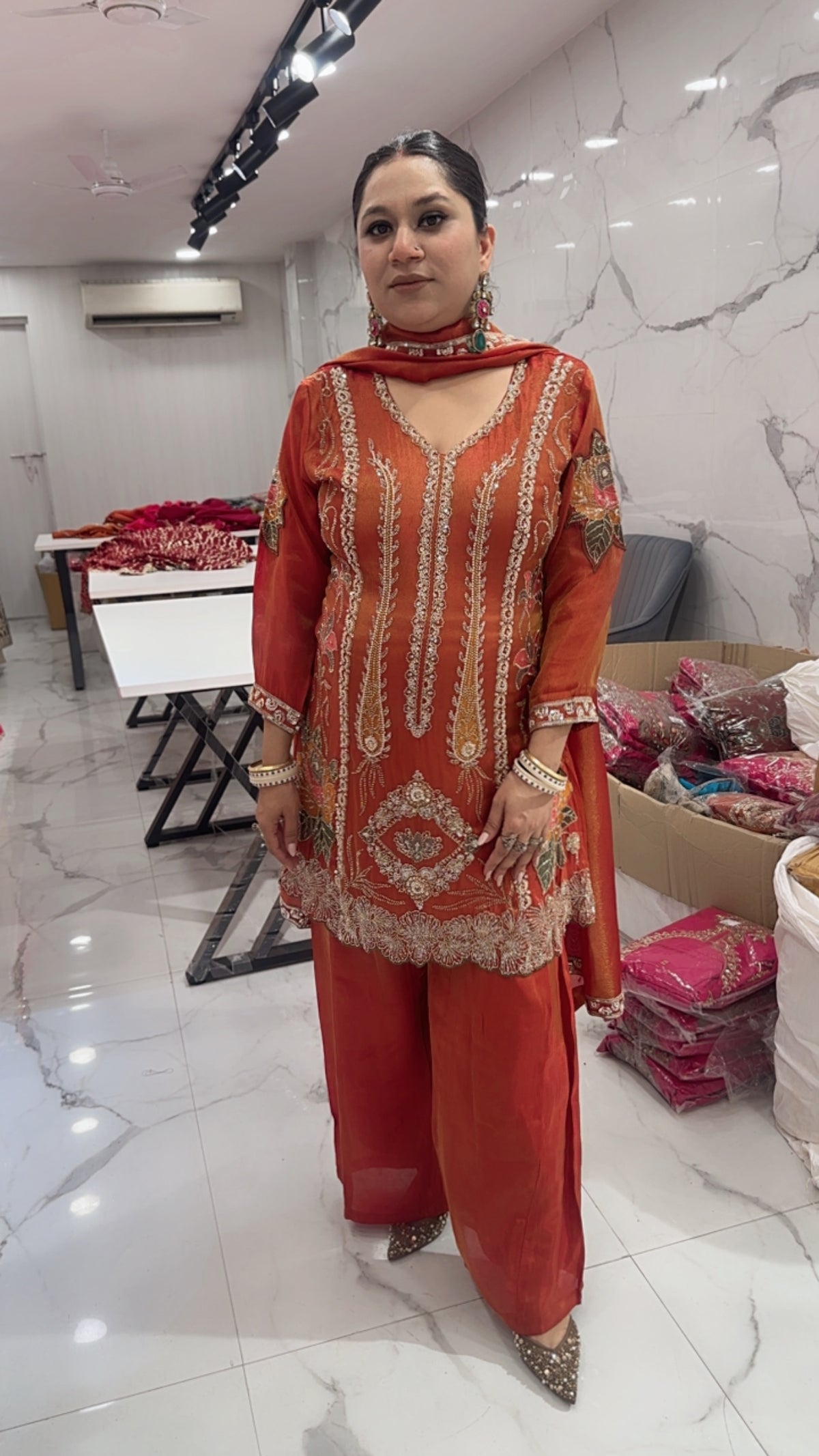 Rang Rust Hand work Designer Suit