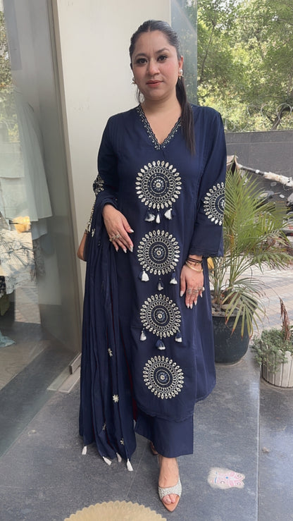 Bahaar Navy Blue A-Line Designer Suit