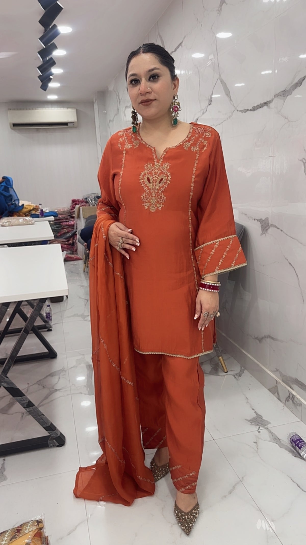 Makhana Rust Handwork Designer Suit