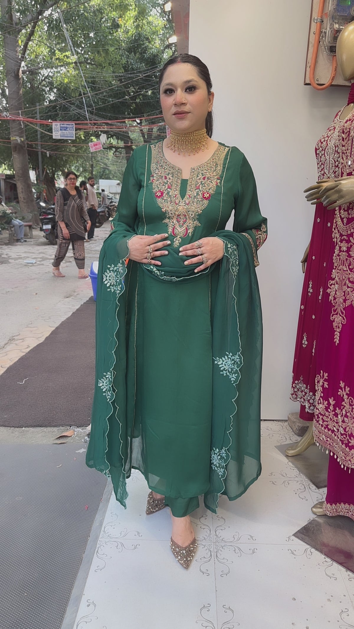 Darbar Ram Green A-Line Designer Suit