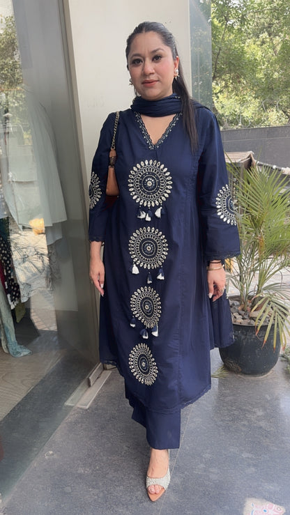 Bahaar Navy Blue A-Line Designer Suit