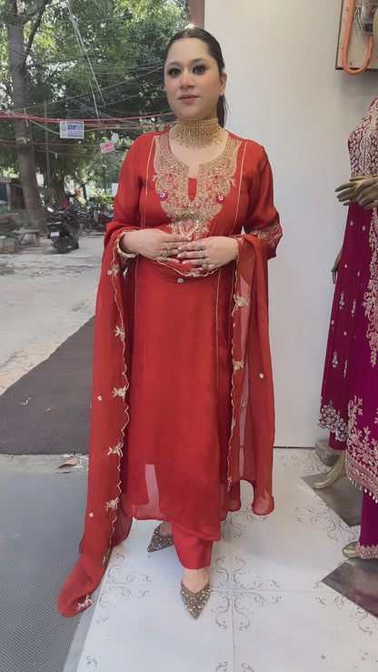 Darbar Rust A-Line Designer Suit