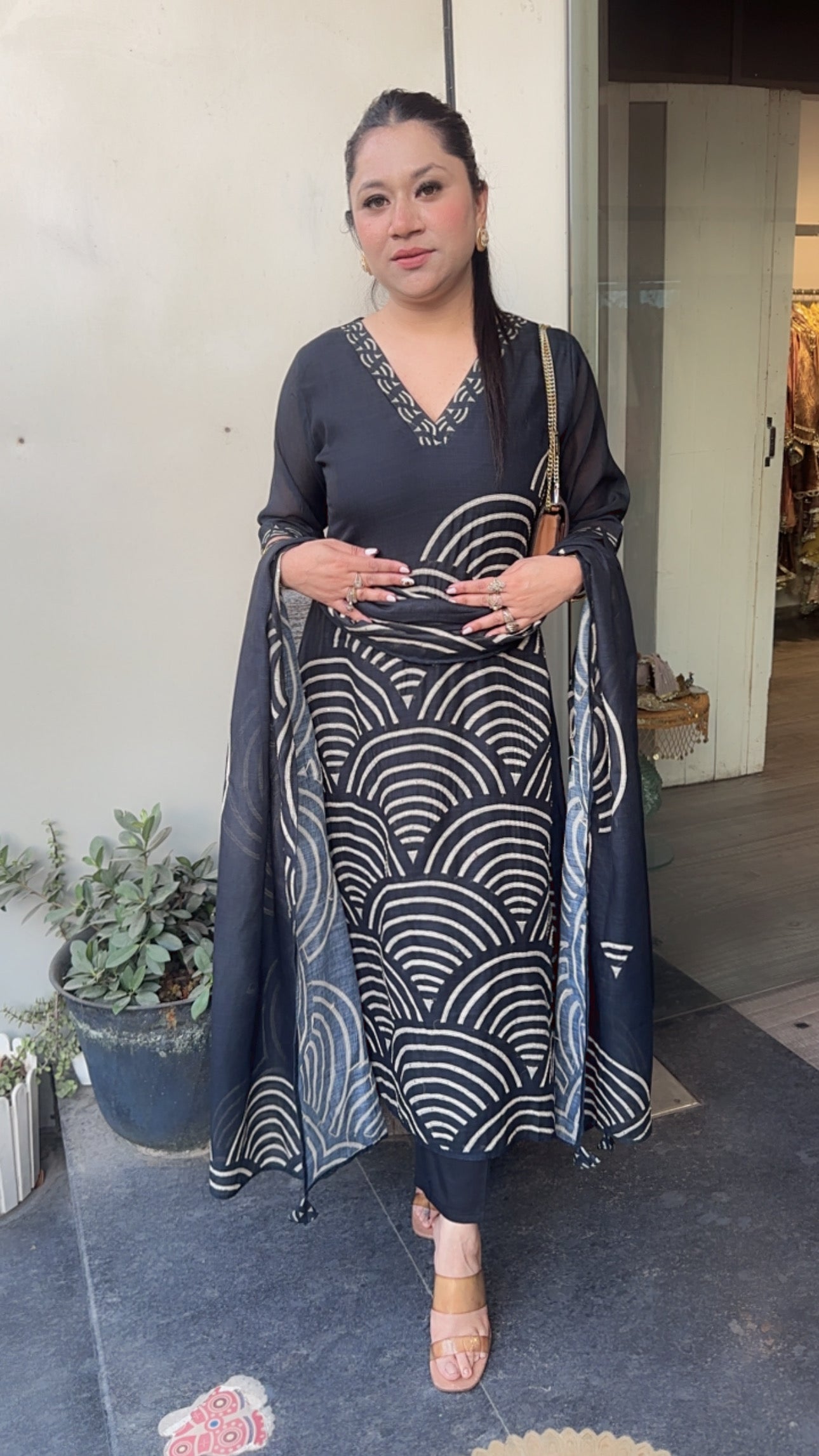 WiFi Black Thread work cotton Designer Suit