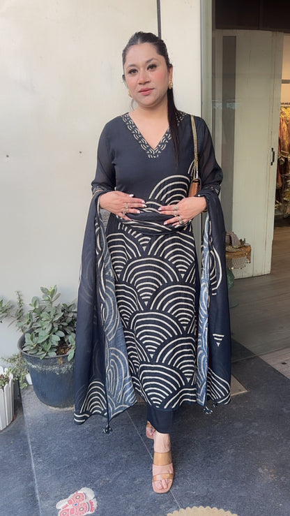 WiFi Black Thread work cotton Designer Suit