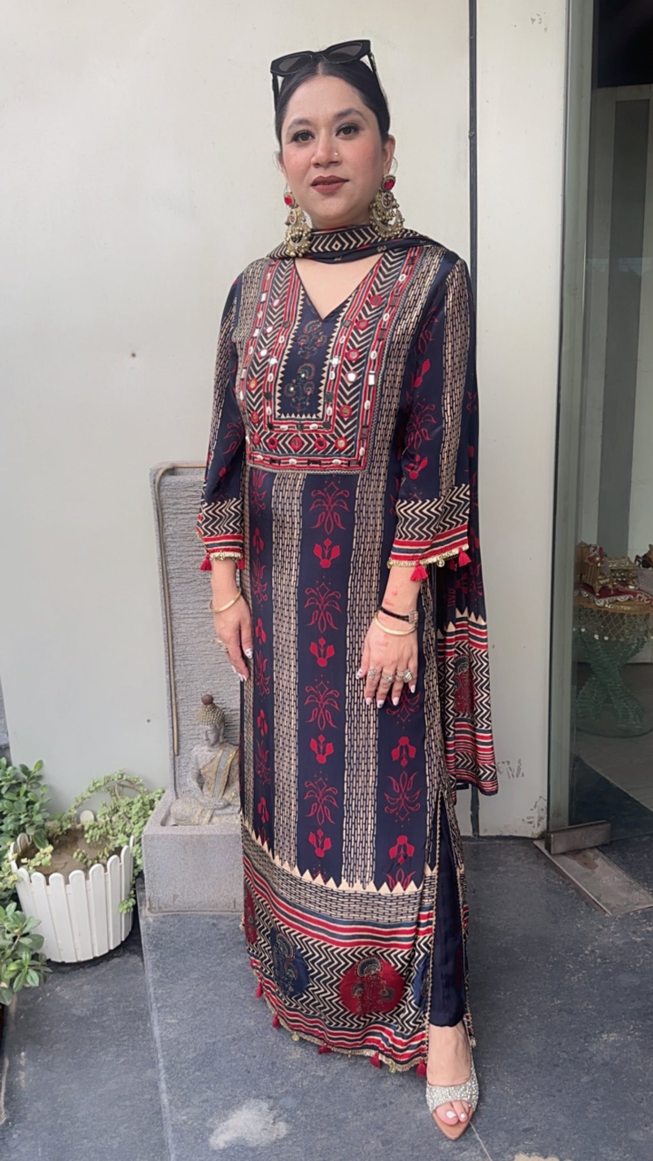 TikTok Navy Blue Digital Long Designer Suit