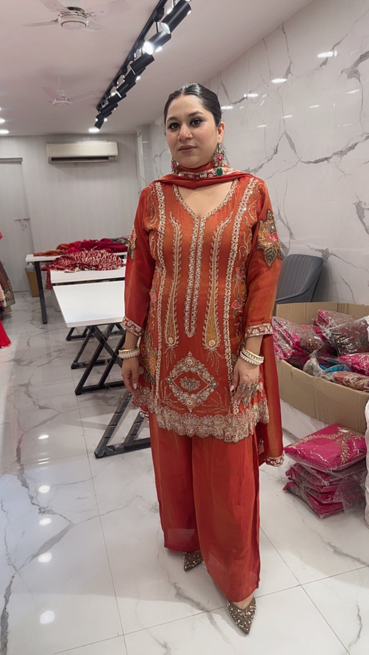Rang Rust Hand work Designer Suit