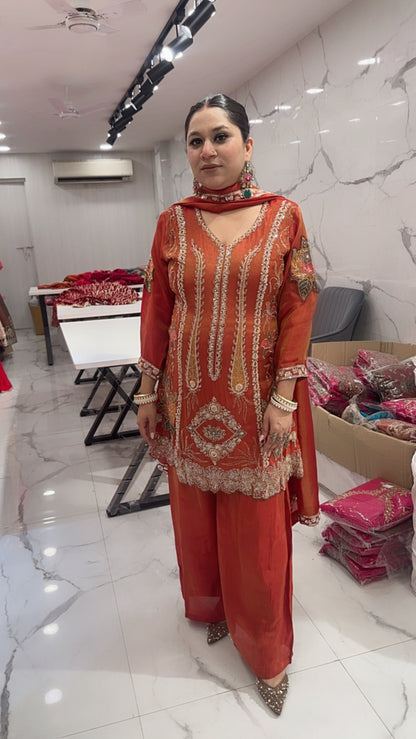Rang Rust Hand work Designer Suit