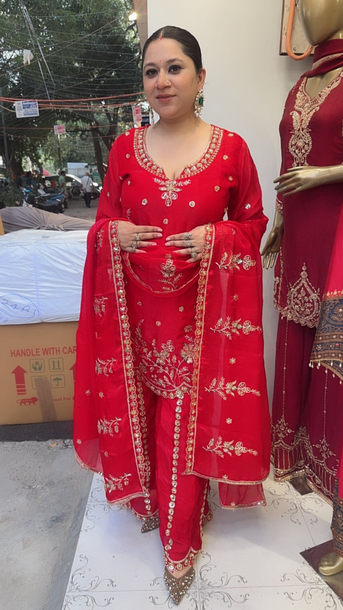 Chulbuli  Red Karwa Handwork Designer Suit