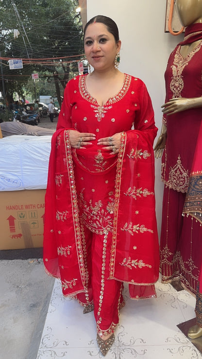 Chulbuli  Red Karwa Handwork Designer Suit