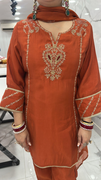 Makhana Rust Handwork Designer Suit