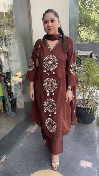 Bahaar Brown A-Line Designer Suit