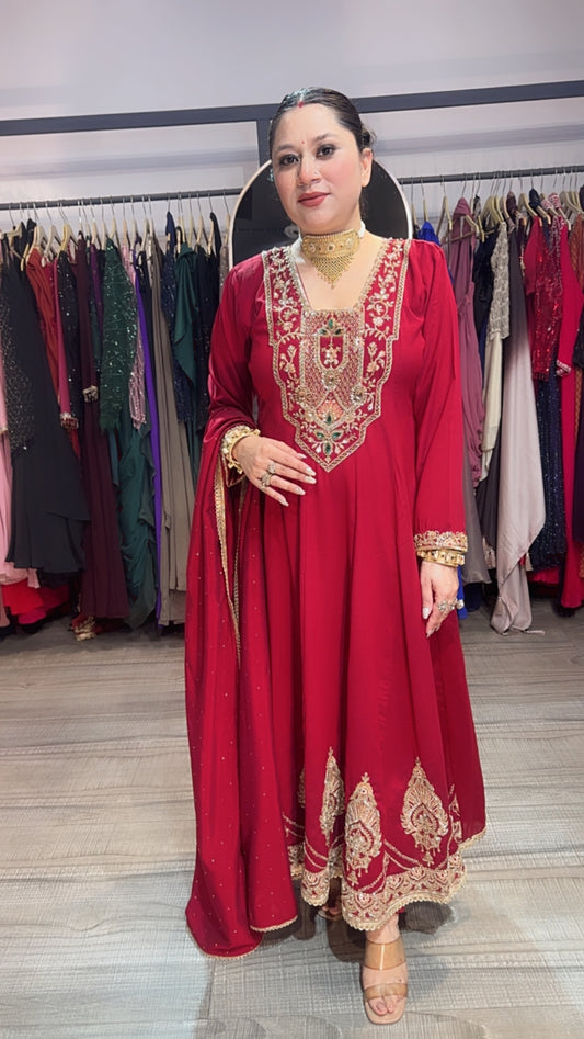 Glampitara Mahroon Handwork Designer Anarkali Suit