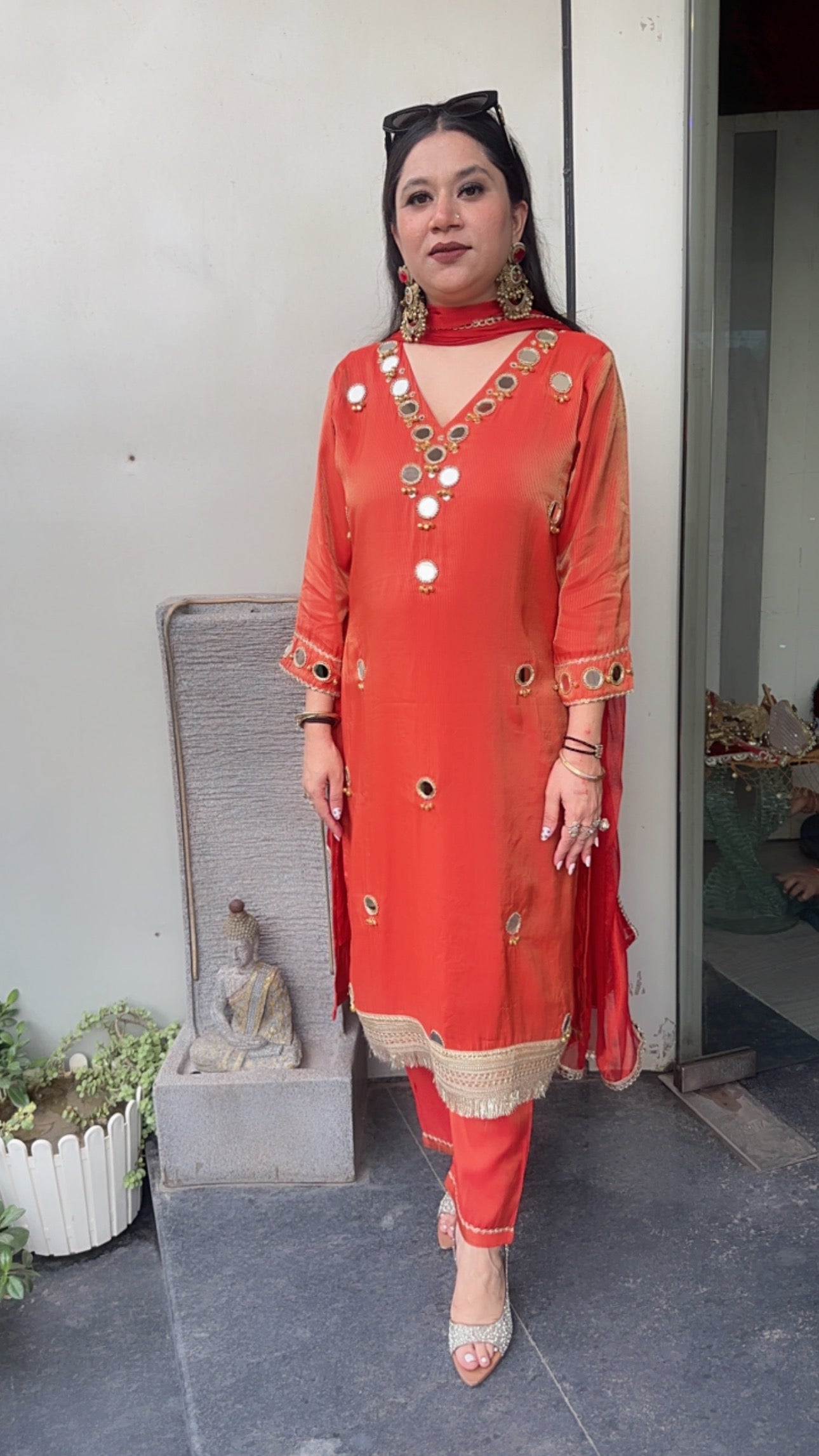 Gungru Mirror work Designer Suit