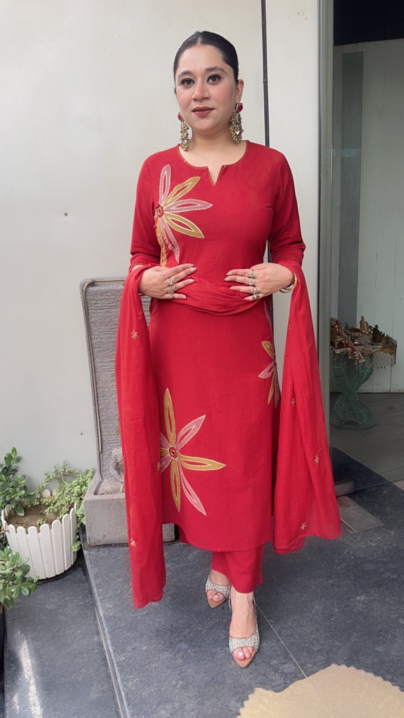 Maham Rust A-Line Cotton Designer Suit