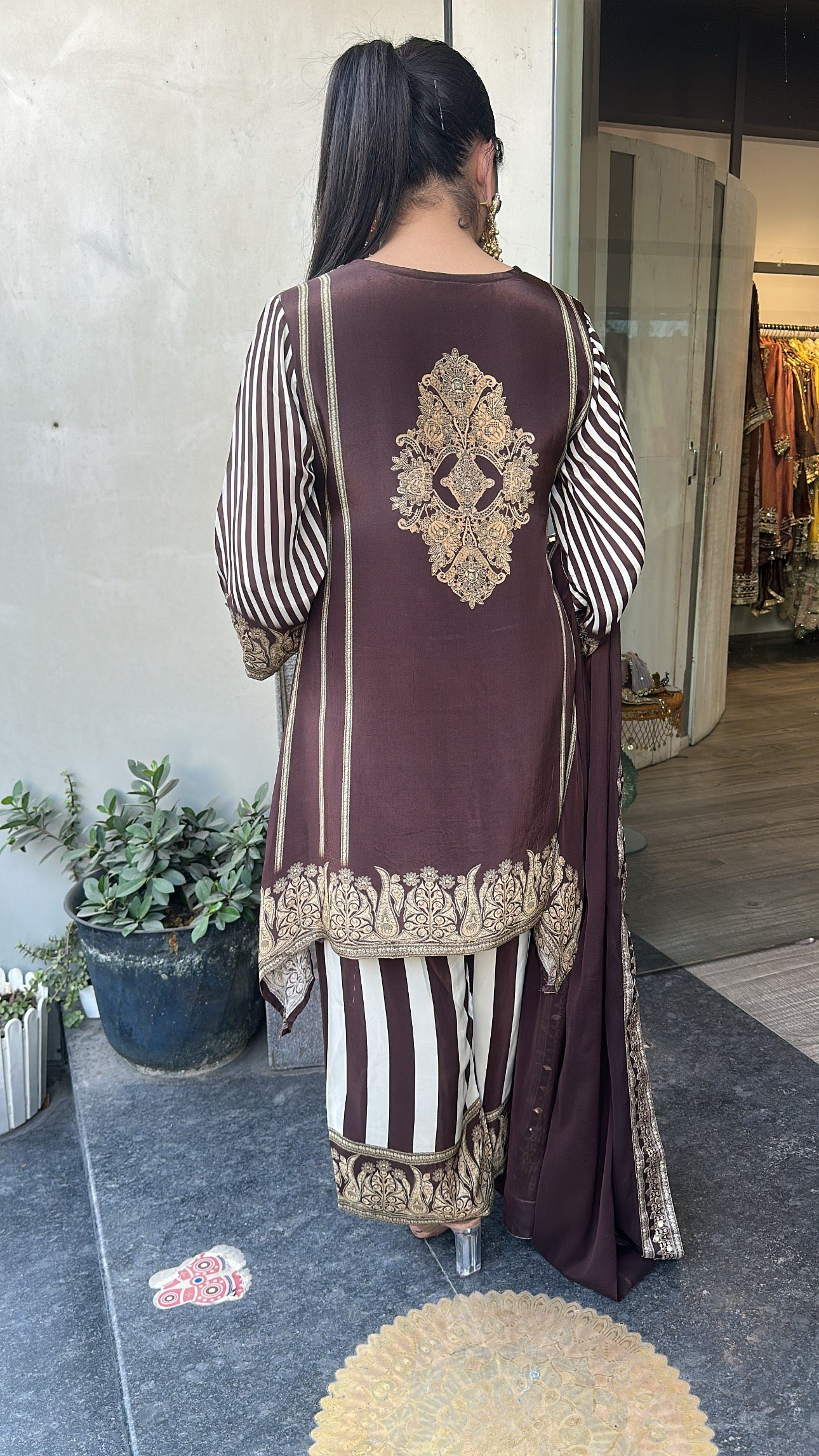 Bastin Coffee Brown Digital c-Cut Style Suit