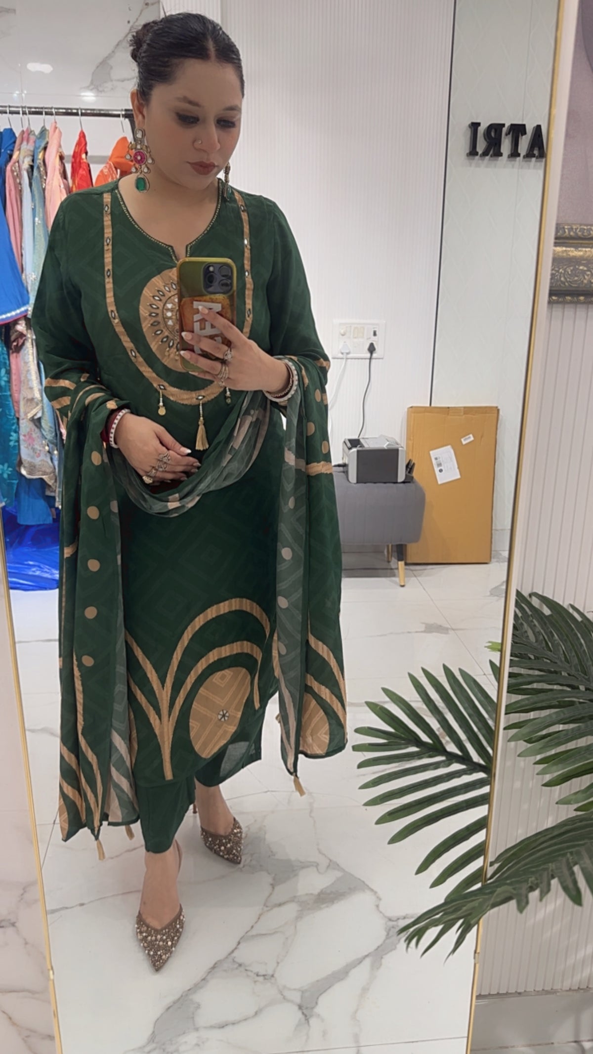 Shri Bottel Green Digital Designer Suit