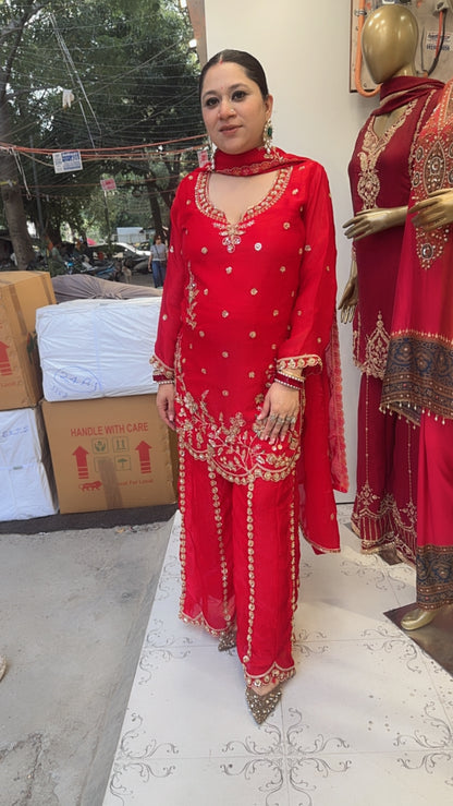 Chulbuli  Red Karwa Handwork Designer Suit
