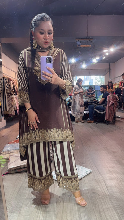 Bastin Coffee Brown Digital c-Cut Style Suit