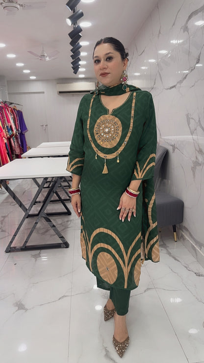 Shri Bottel Green Digital Designer Suit