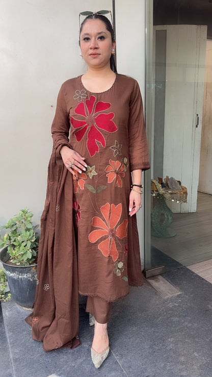 Aysha Brown Aline Cotton Designer Suit
