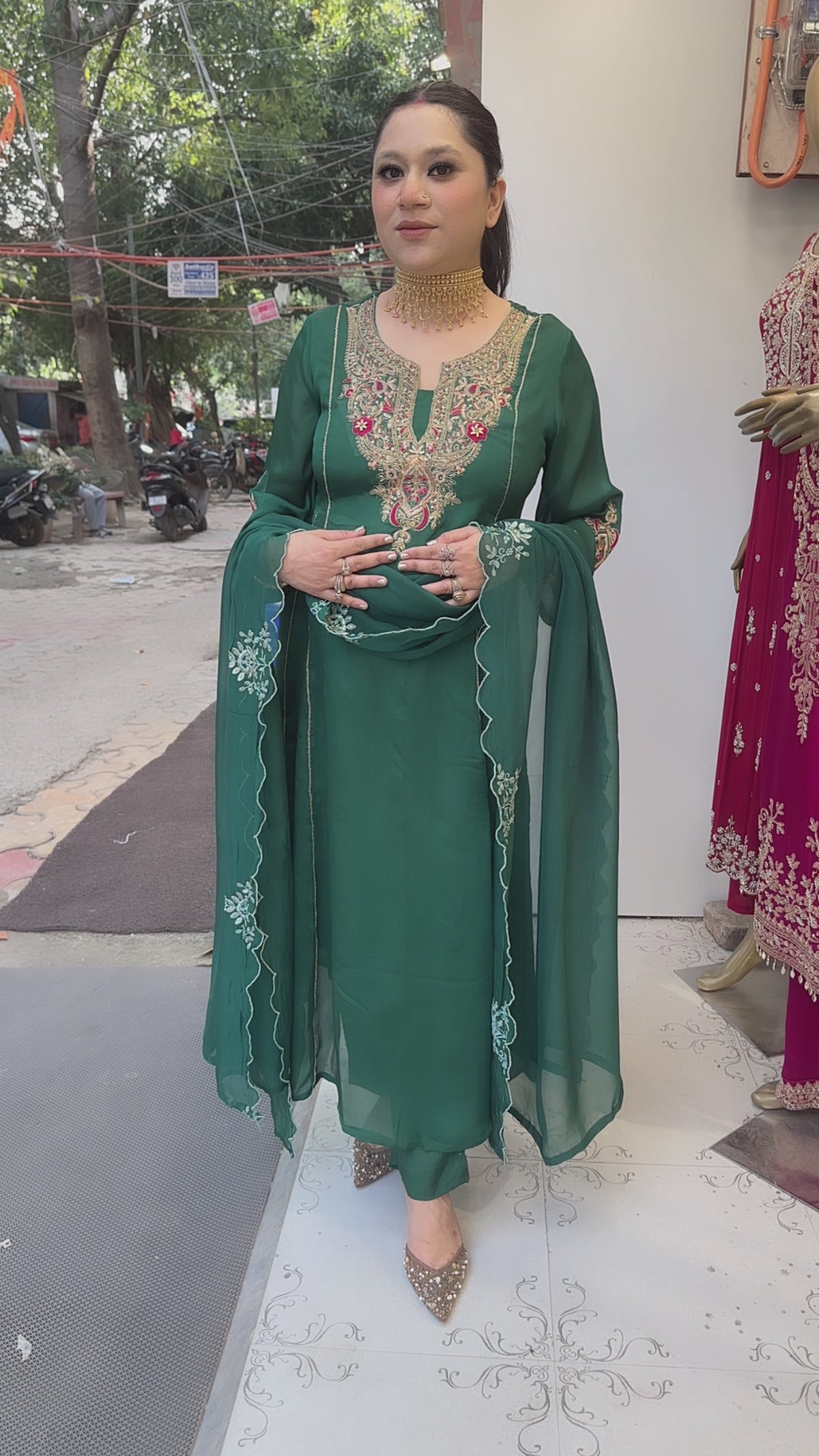 Darbar Ram Green A-Line Designer Suit
