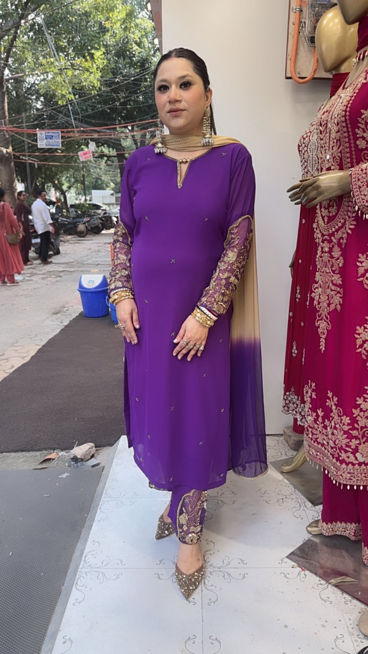 Muhurat purple Handwork Designer Suit