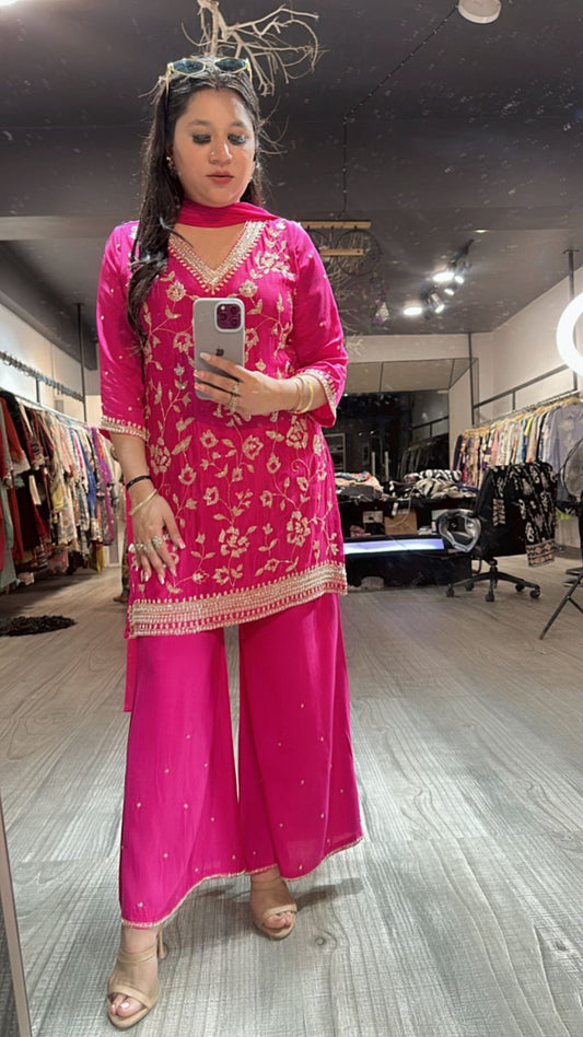 Kheer fushia pink katdana suit