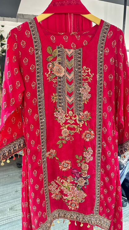 C-cut printed suit 3pc