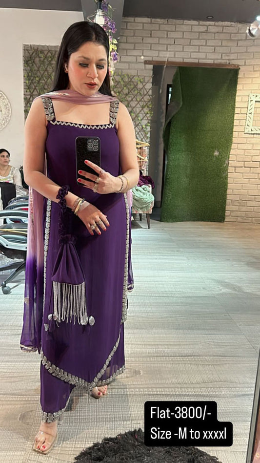 Purple  Katdana Potli suit 4pc