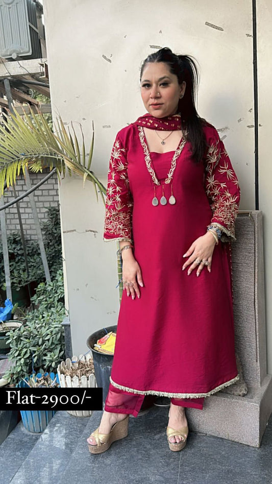 Foshia Pink Kanjak suit 3pcs