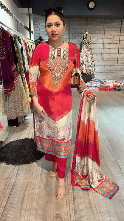 Rainbow Digital print suit 3pc