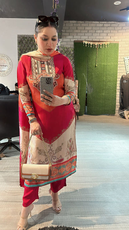 Rainbow Digital print suit 3pc