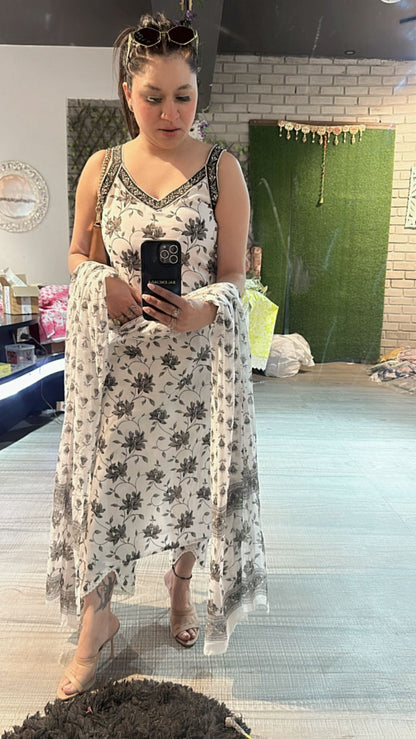 Grey white Amber strappy suit