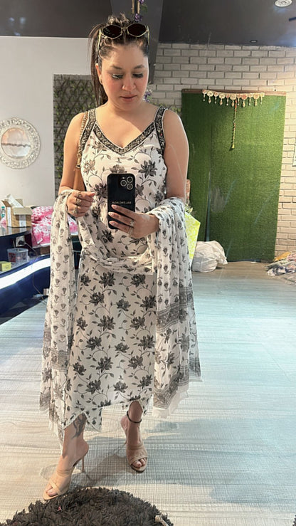 Grey white Amber strappy suit