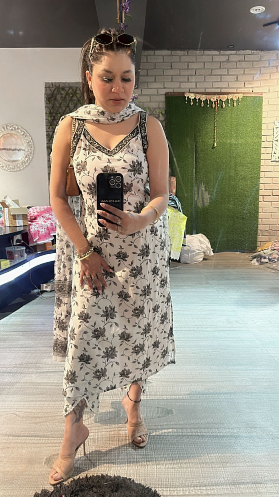 Grey white Amber strappy suit