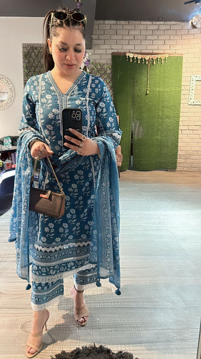 Laya Blue cotton suit